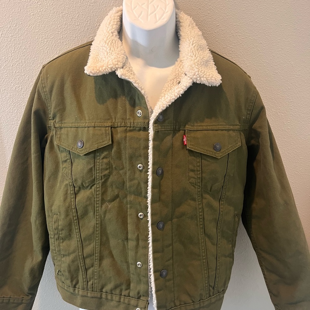Levi's Olive Jacket with Sherpa Lining